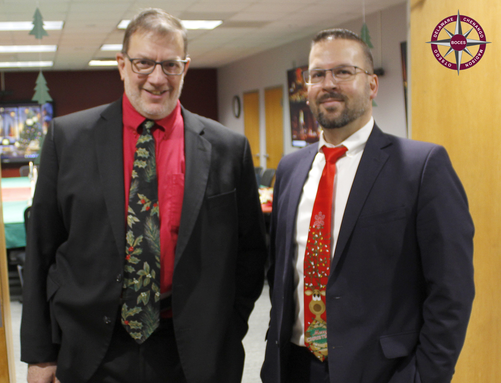 Bob Avery and Mike Rullo wearing Christmas ties