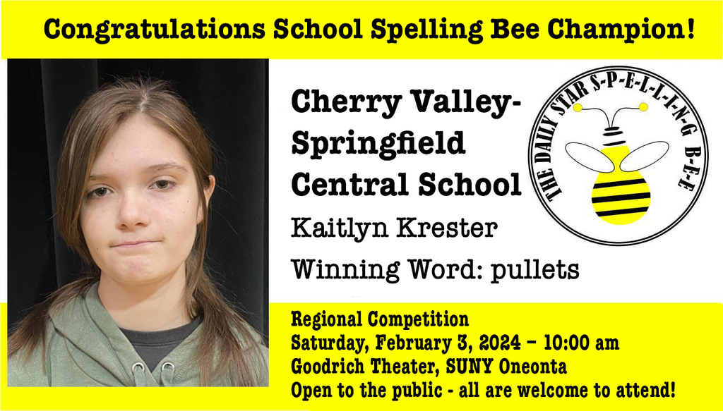Congratulations School Spelling Bee Champion!