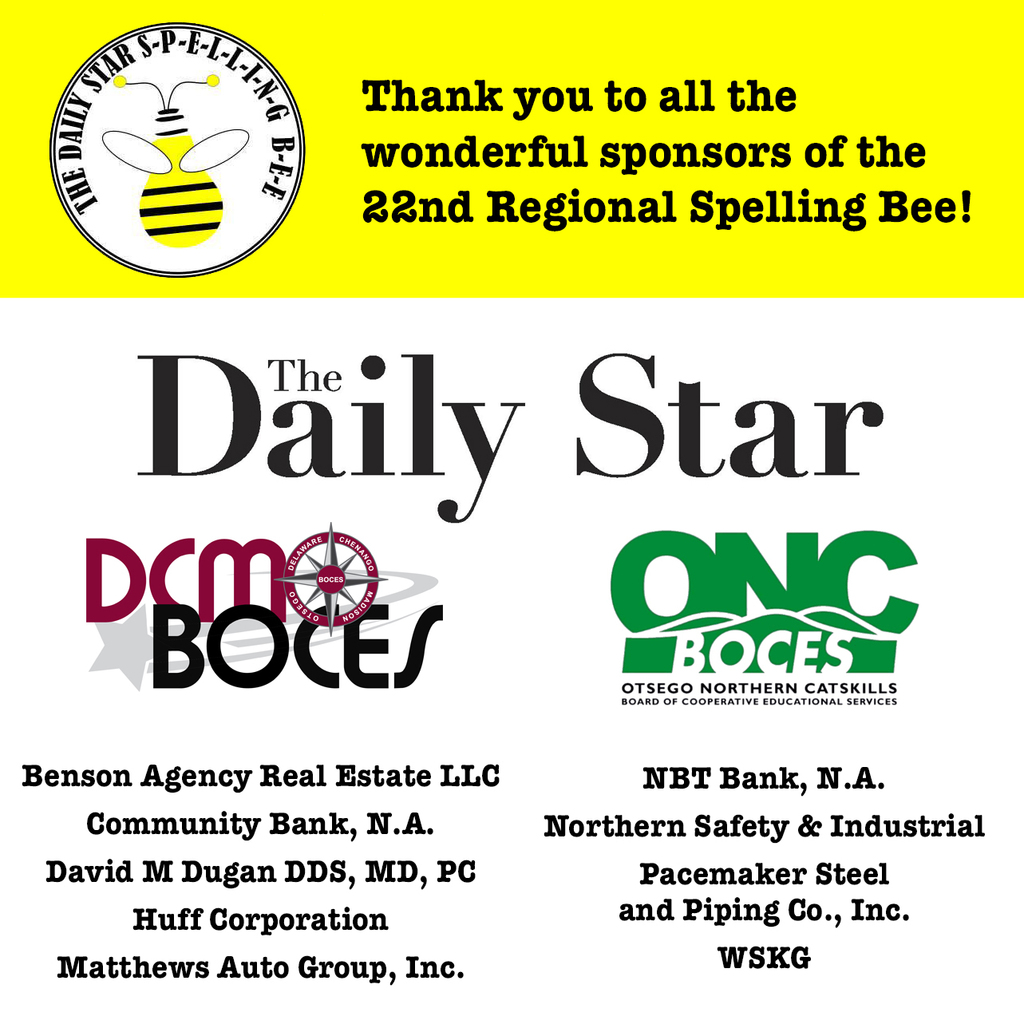 Thank you to all our wonderful sponsors of the 22nd Regional Spelling Bee!