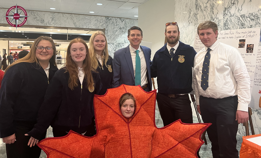 students pose with NYS assemblyman