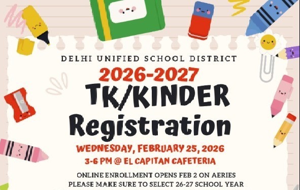 TK/Kinder Registration 2026–2027 ✨📚🖥️ Online enrollment opens February 2  👉 https://delhiusd.aeries.net/enrollment/ 🤝 Need help? Join us in person on Wednesday, February 25 🕒 3:00–6:00 PM | 📍 El Capitan Cafeteria Staff will be available to help families complete online registration and turn in documents.  📄 Bring: Birth certificate, proof of residence, immunization records (IEP/court/health documents if applicable) 👶 Eligibility: • TK: Turn 4 by Sept. 1, 2026 • Kinder: Turn 5 by Sept. 1, 2026 💉 Free immunization services are available for children ages 0–5 through Women, Infants & Children (WIC). 📅 February 4 & 25 | 🕐 1–4 PM 📍 16249 Delhi Ave., Delhi (Building A) No appointment needed. Families should bring their child’s immunization card and an Alliance member ID or insurance card. Services include vaccines, member rewards, and assistance in English and Spanish. We can’t wait to welcome our newest DUSD learners! ❤️🖤