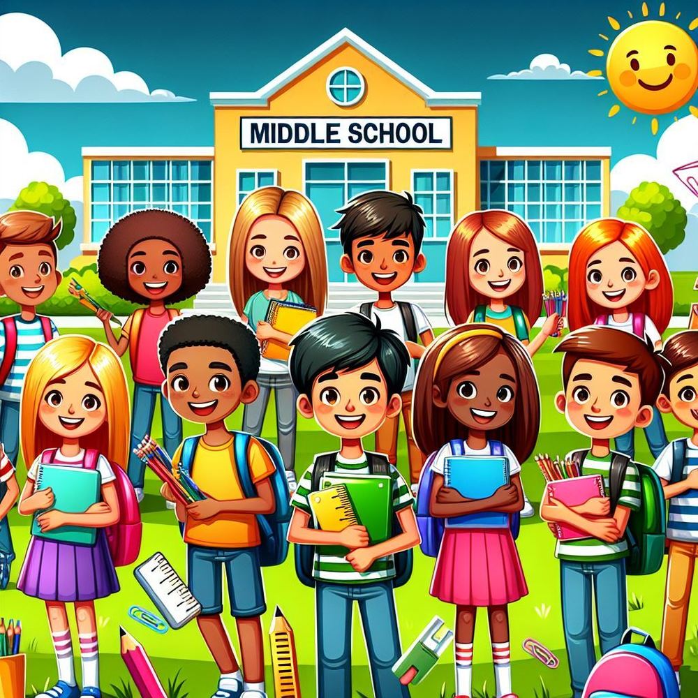 DRMS School Supplies with happy students