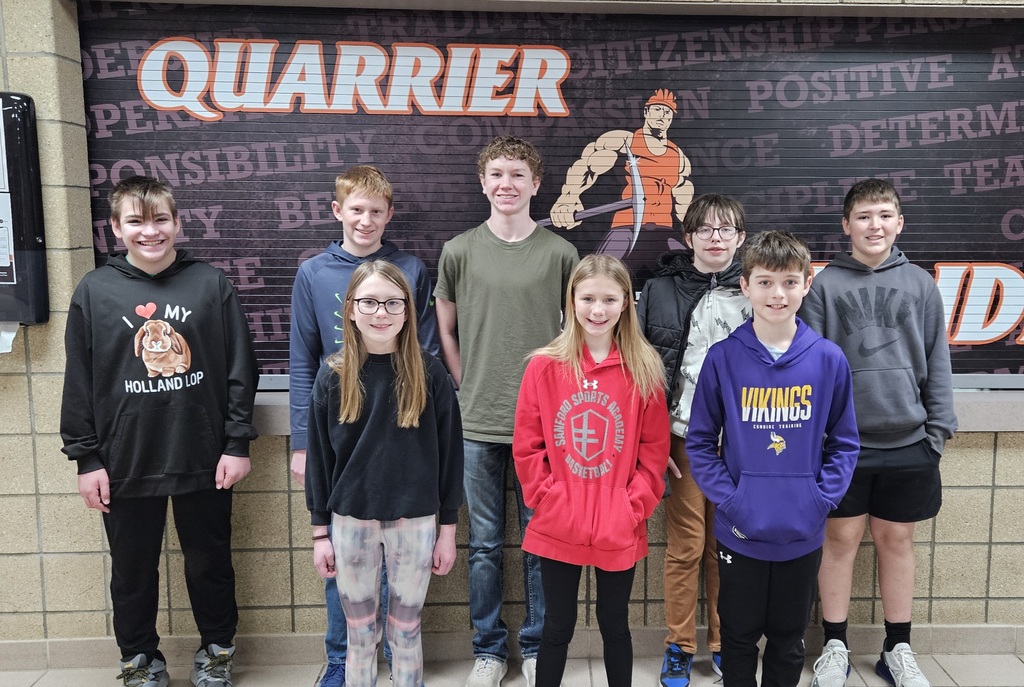 Congratulations to the DRMS February Student's of the Month. Great job Parker, Eliot, Nolan, John, Dawson, Piper, Kinley, and Aiden!