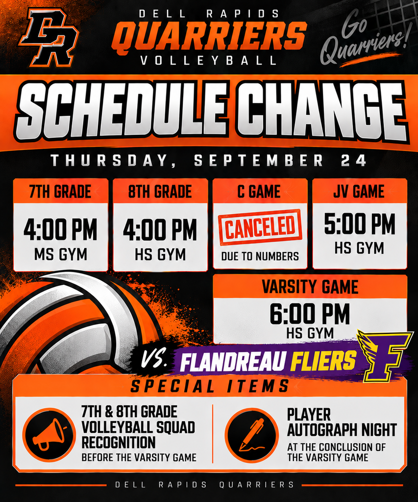 Volleyball Schedule Change