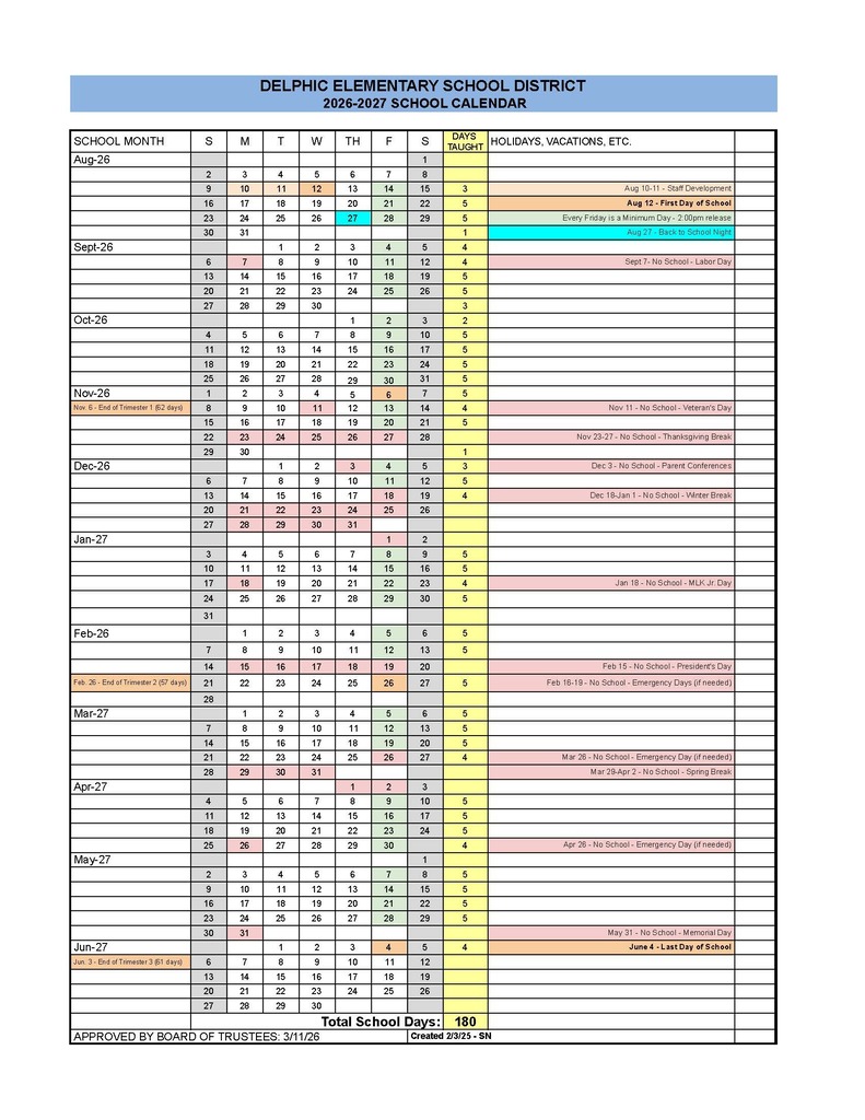 26-27 Delphic School Calendar