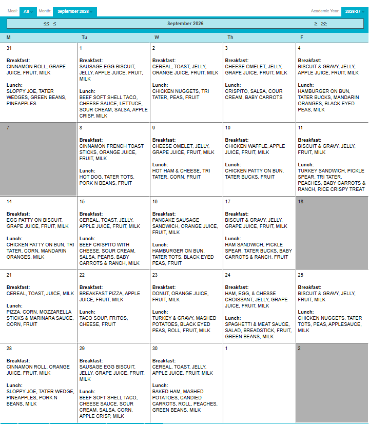 SEPT MENU