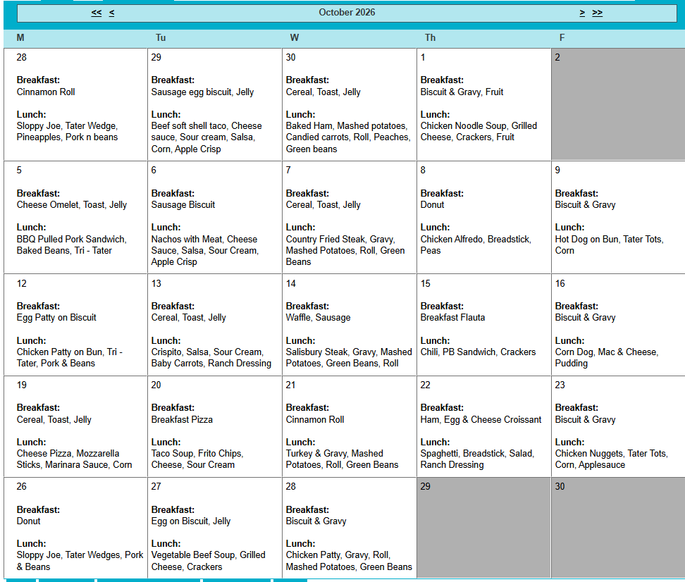 october menu