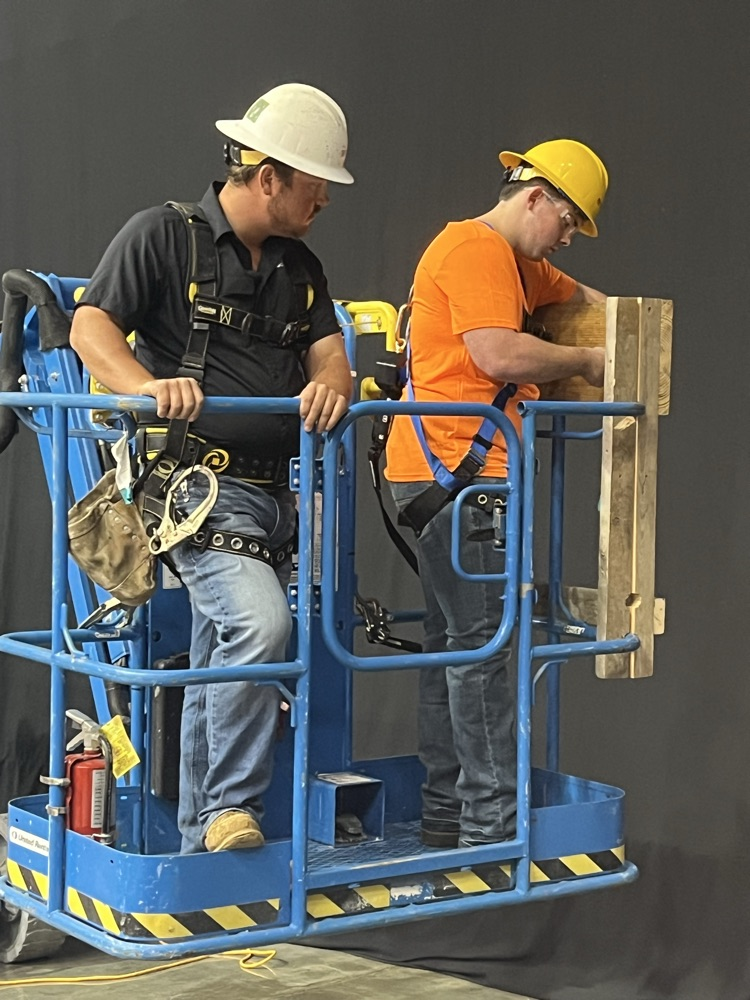 Levi Williams competing in the electrical competition.