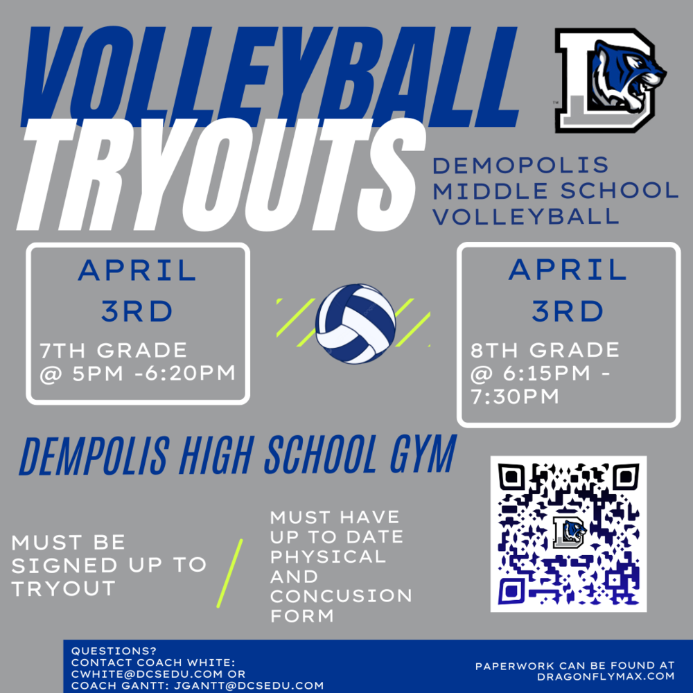 Middle School Volleyball Tryouts Demopolis Middle School