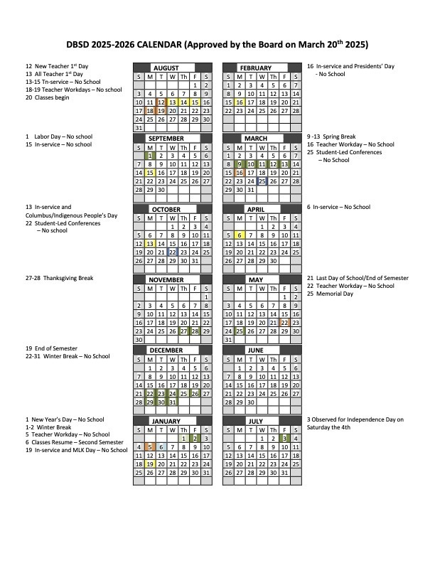 25-26 School Calendar