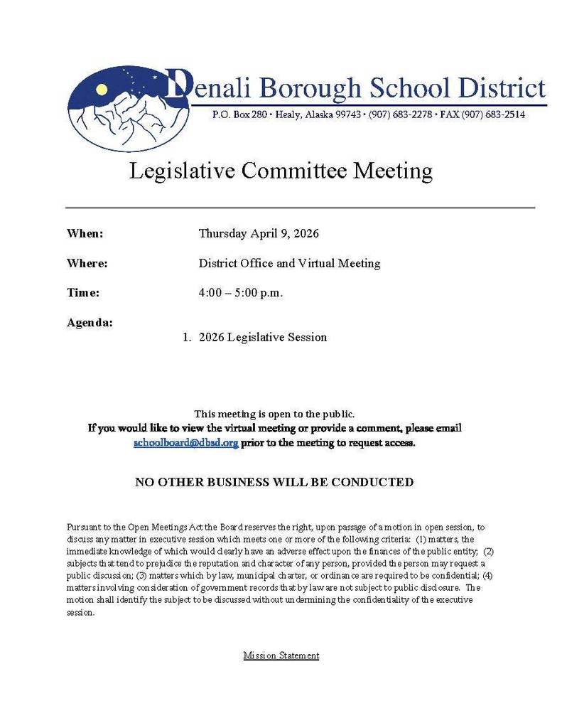 School Board Legislative Committee Meeting Notice