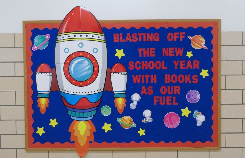 Photo of bulletin board outside of the library