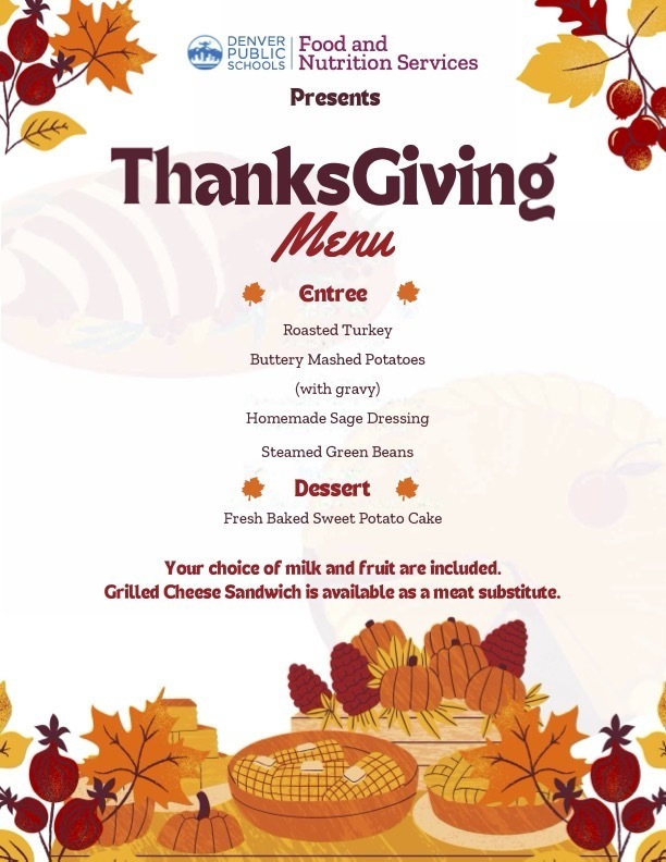 Thanksgiving Lunch Menu