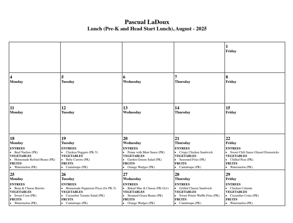 Lunch Menu