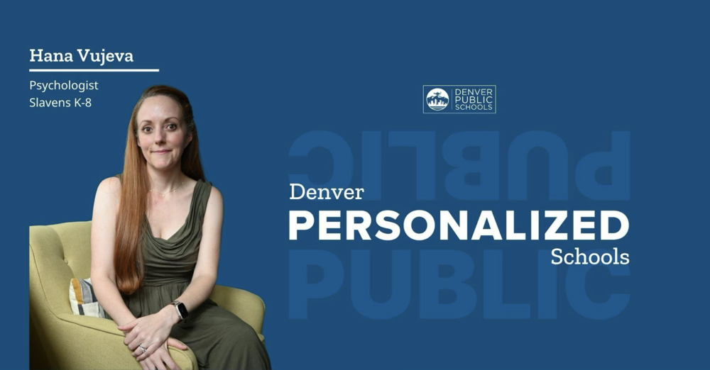 Graphic reading "Denver Personalized Schools" with picture of Hana Vujeva