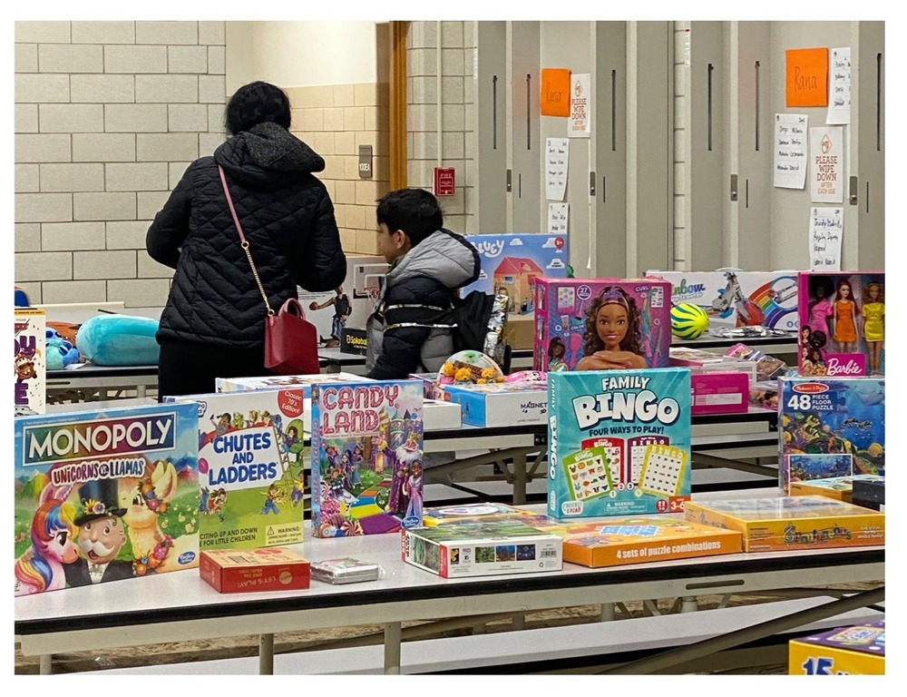 gust holiday shop with toys set out on tables