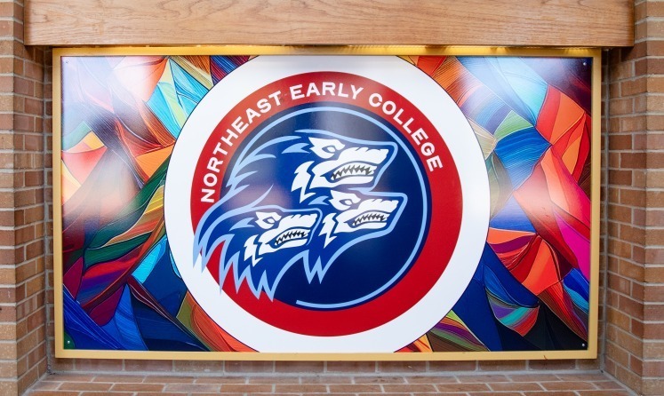 NEC logo on a school mural