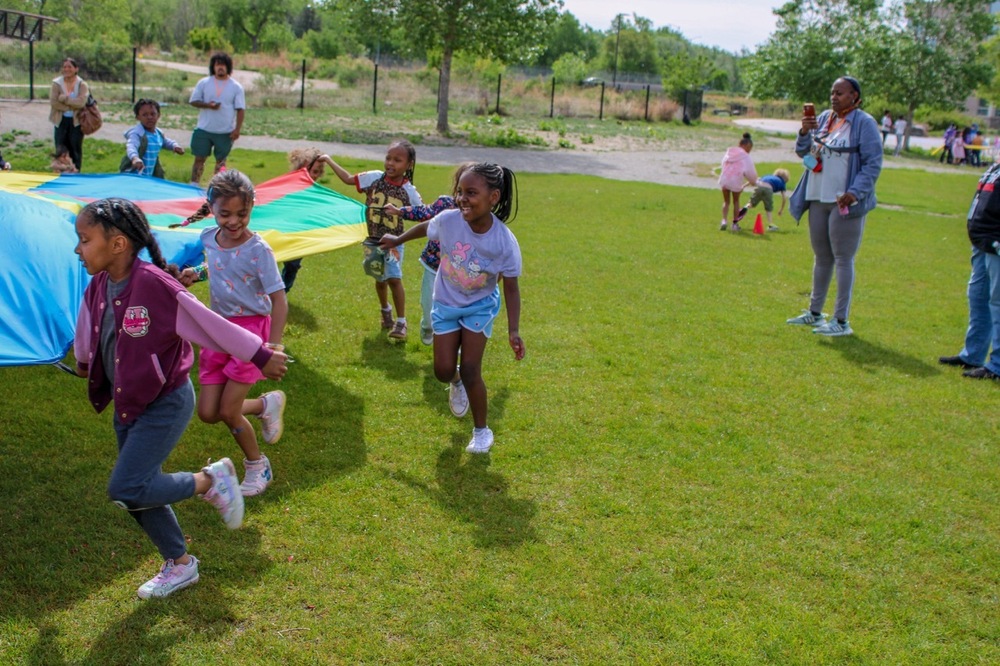 Students running at field day