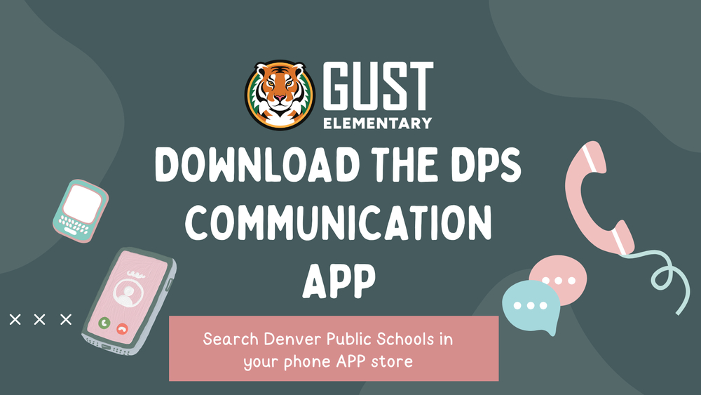 image with phone and text bubbles that saysdownload the dps communication app