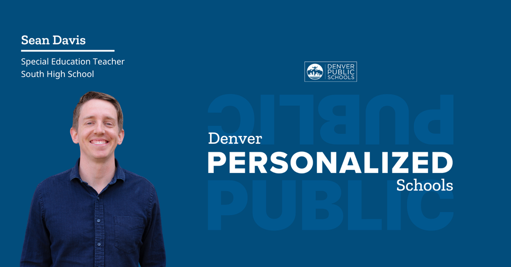 Graphic reading "Denver Personalized Schools" with picture of Sean Davis