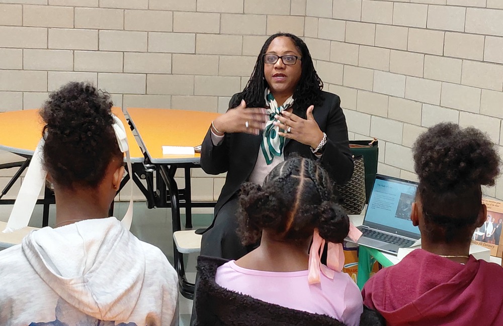 Judge speaks to Hallett students