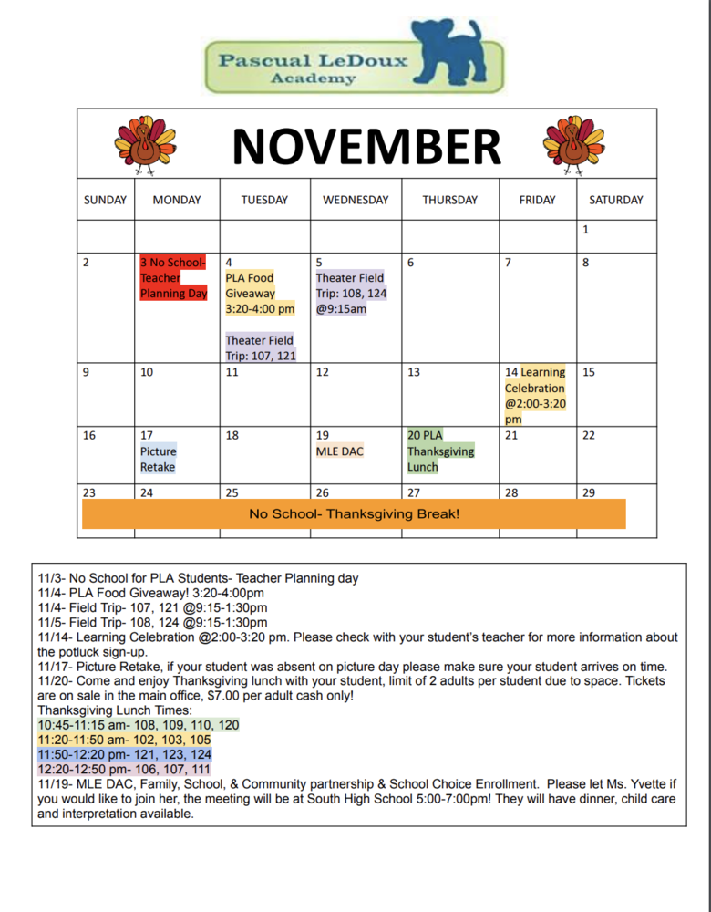 November Calendar