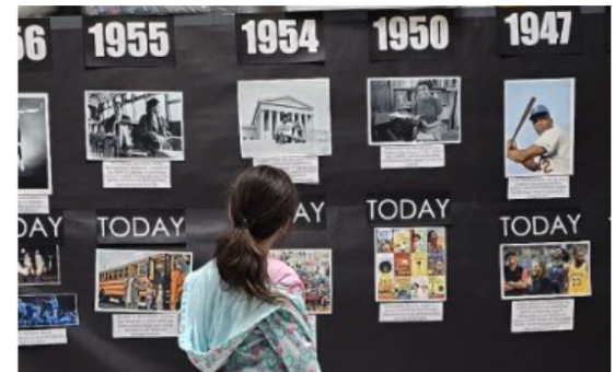 Child viewing a history project