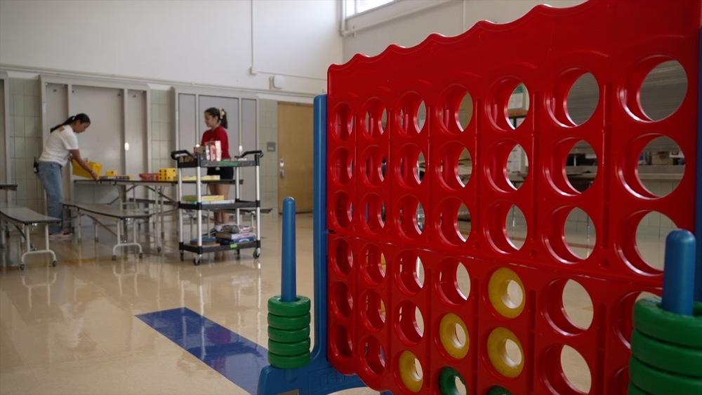 Large Connect 4 equipment in gym