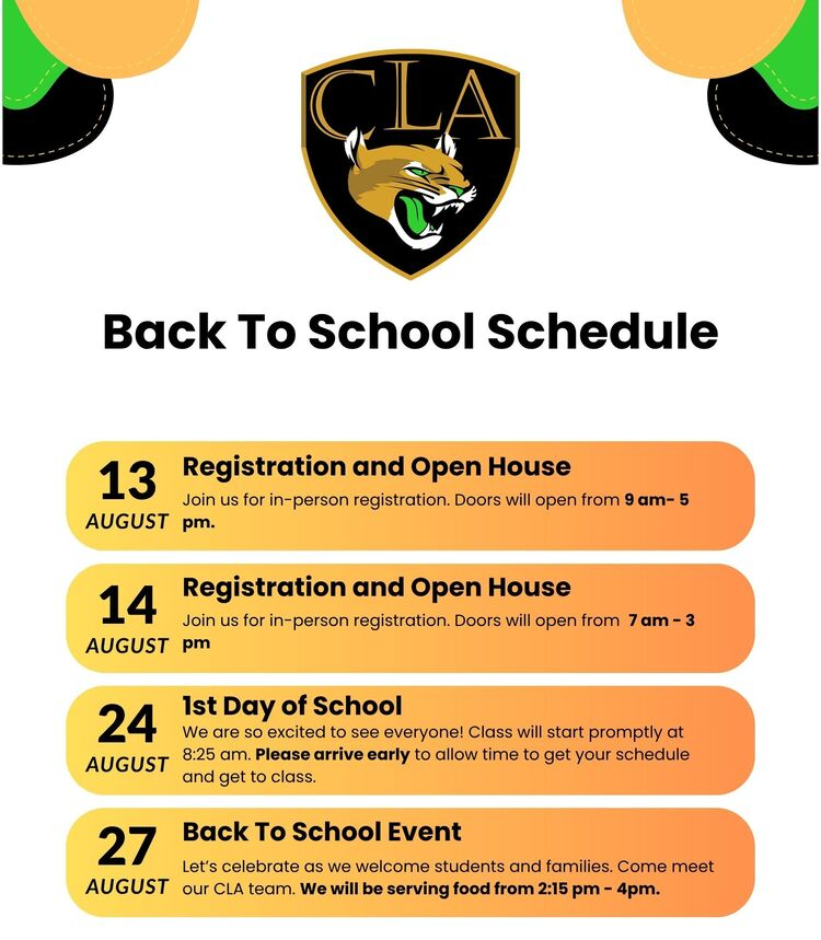 Back to school schedule