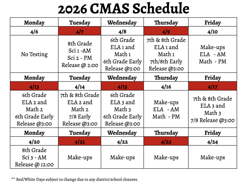 2026 CMAS Calendar