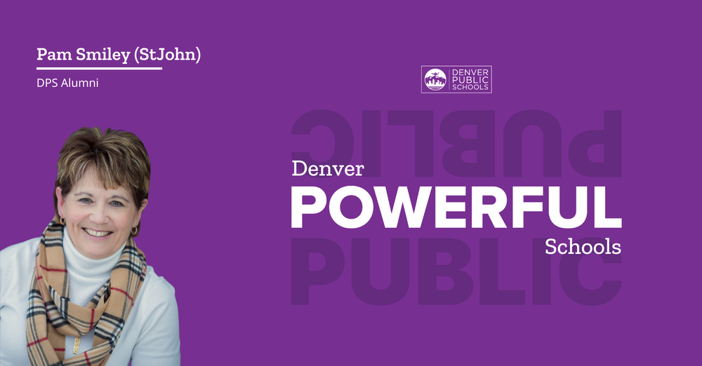 Graphic reading "Denver Powerful Schools" with picture of Pam Smiley