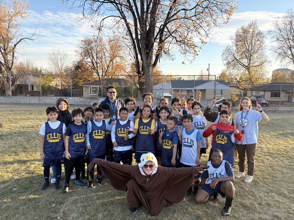 Students on the Ellis soccer team pose for a photo.