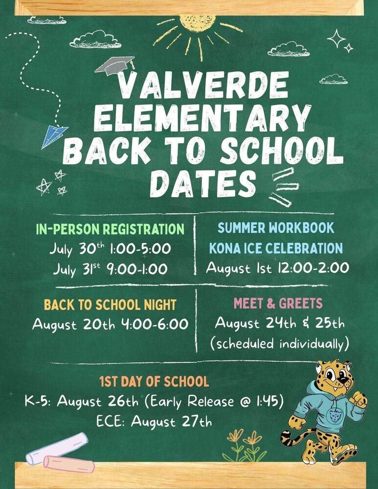 Valverde Back To School Dates!