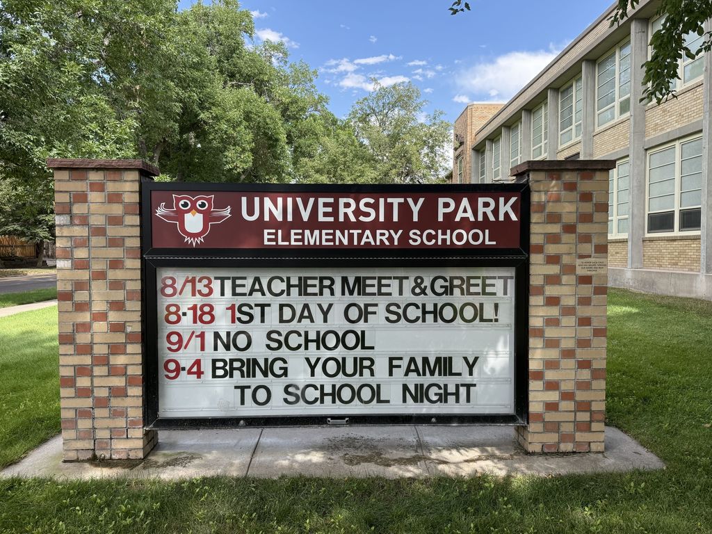 School calendar on the marquee