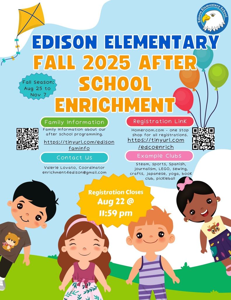 Edison Elementary Fall 2025 After School Enrichment 