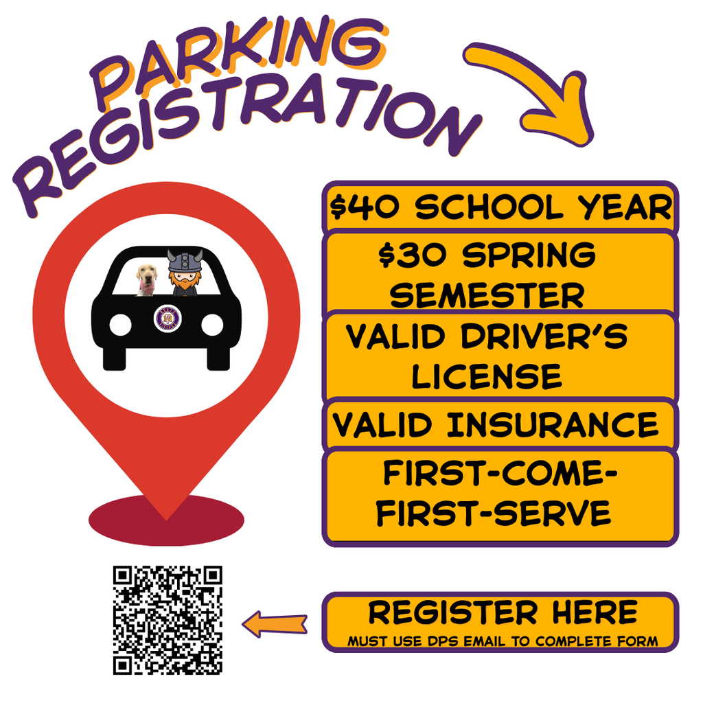 Purple and yellow parking pass flyer