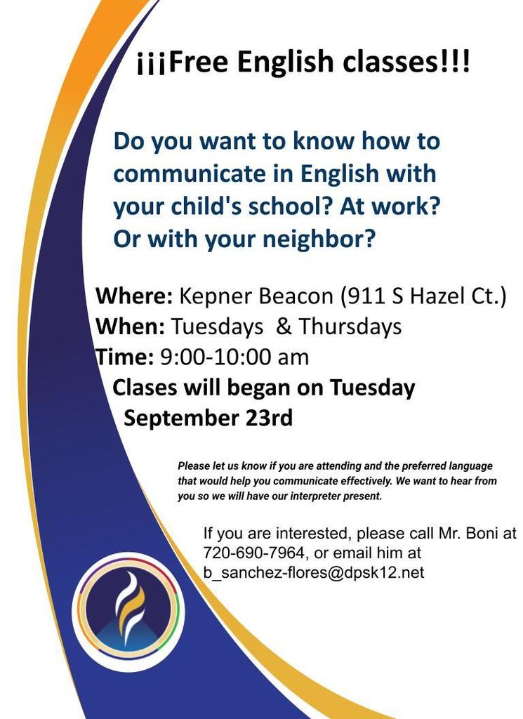English classes flyer in english