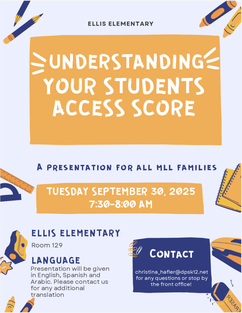 Join Ellis for an ACESS Score presentation on Tuesday, September 30 at 7:30 a.m.  