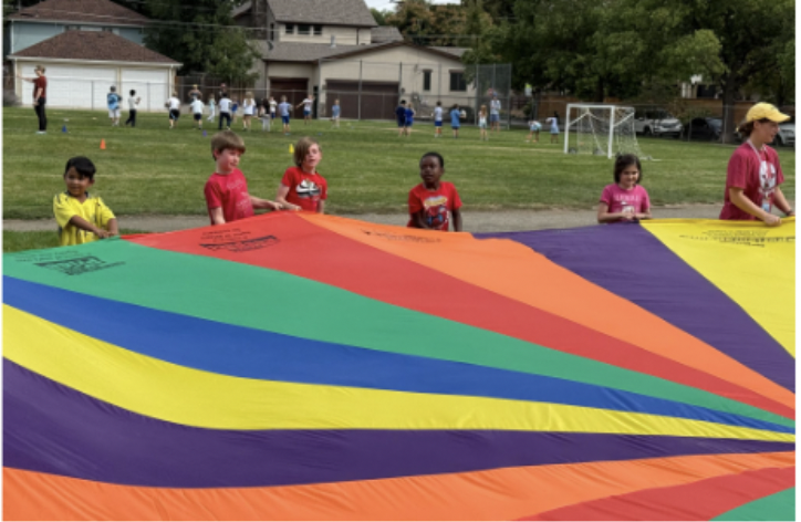 Children playing parachute