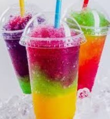 Three colorful slushies