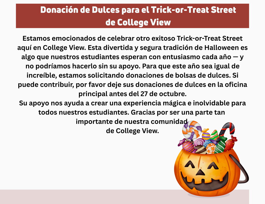 Candy Donation Flyer in Spanish