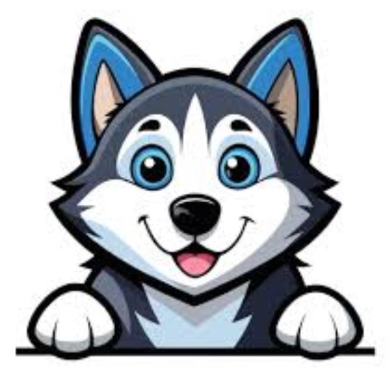 Cute cartoon husky putting paws up