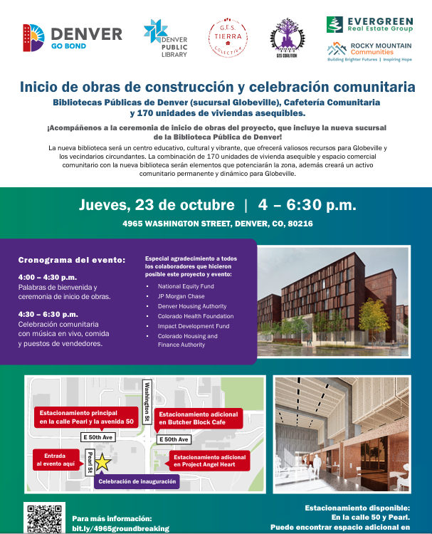 Incicio de obras de construccion y celebracion comunitaria el jueves 23 de octubre de las 4 a las 6:30 pm