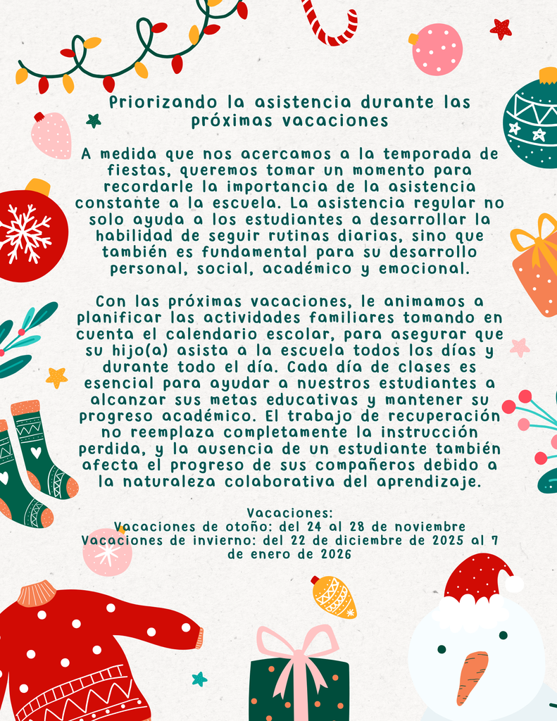 Attendance Flyer in Spanish 