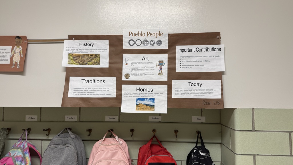 A selection of student work showcasing Native American heritage projects