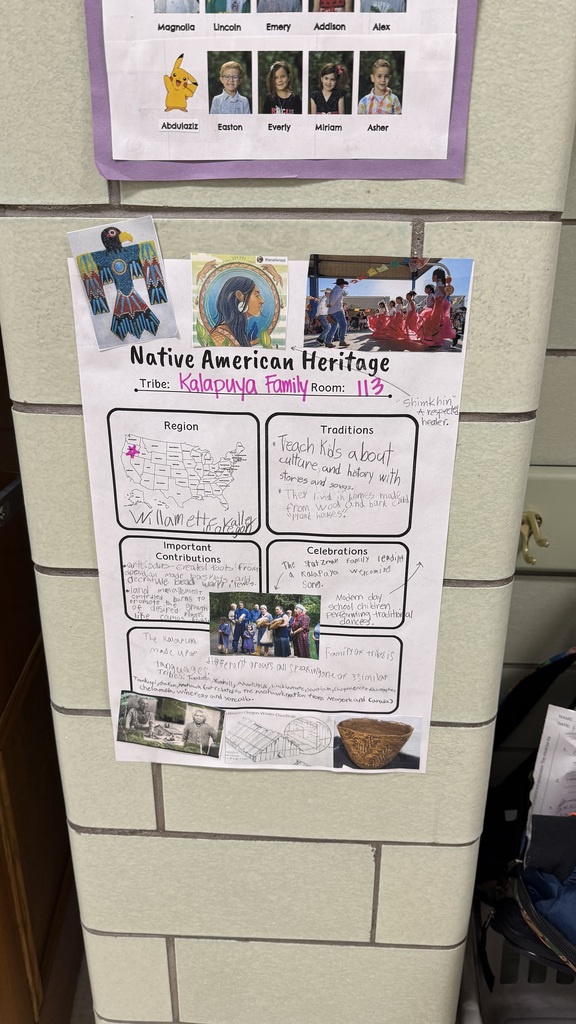 A selection of student work showcasing Native American heritage projects