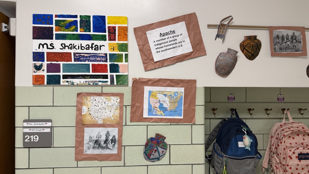A selection of student work showcasing Native American heritage projects