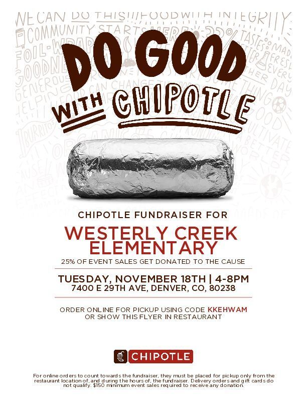 wceats at Chipotle 11/18 4:00-8:00