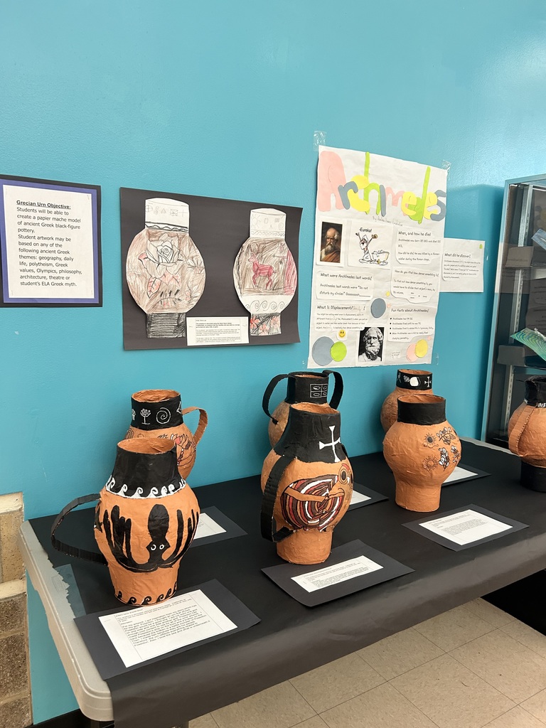 greek urns made by 5th graders