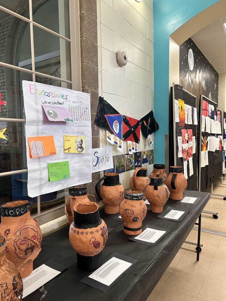 greek urns made by 5th graders